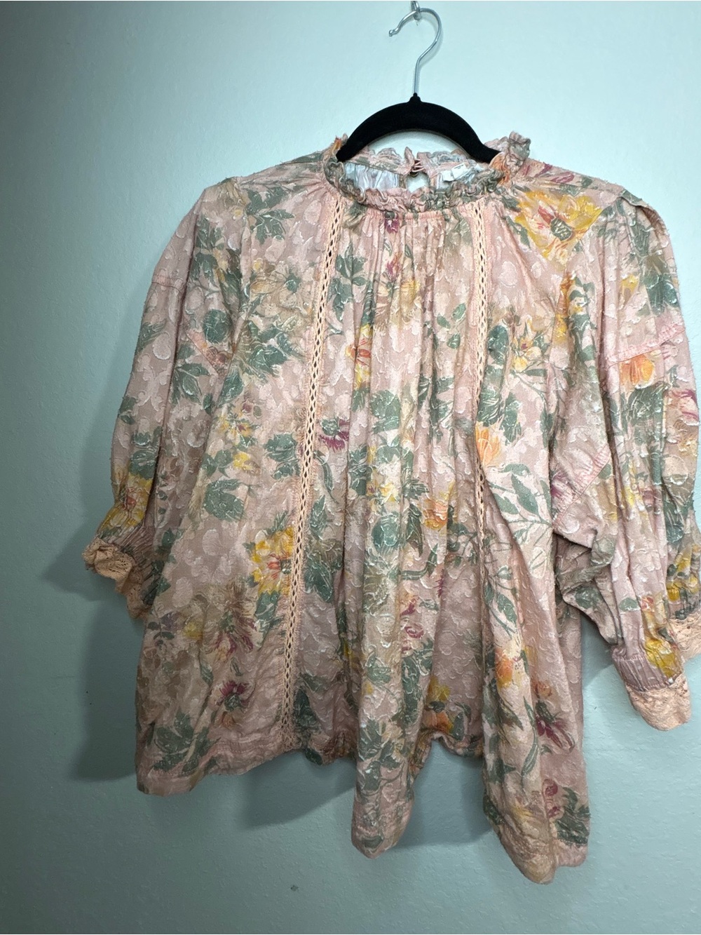 Pilcro Pink Floral Ruffled Blouse